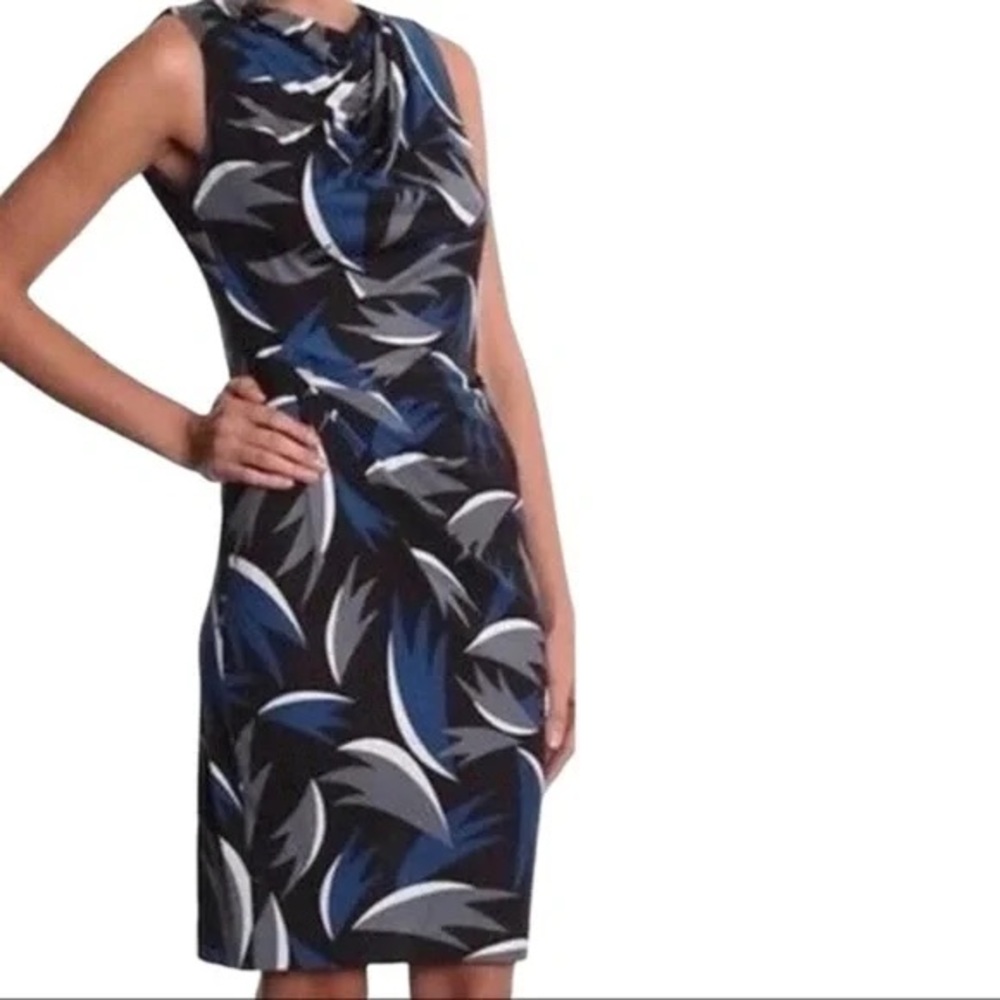 𝅺DIANE VON FURSTENBERG | Winged Blue and Black GABBI Silk Dress 6